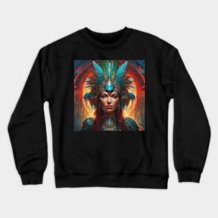 a portrait of a mayan quetzalcoatl goddess Crewneck Sweatshirt